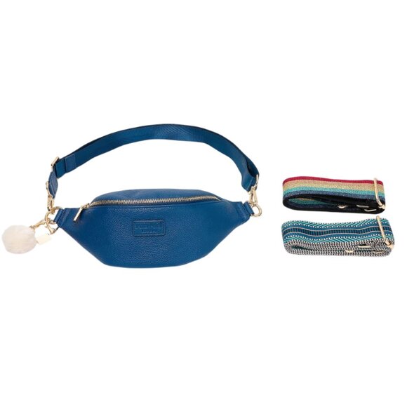 Pom Pom London Leather Bum Bag with Fashion Straps  0276 - Picture 1 of 4